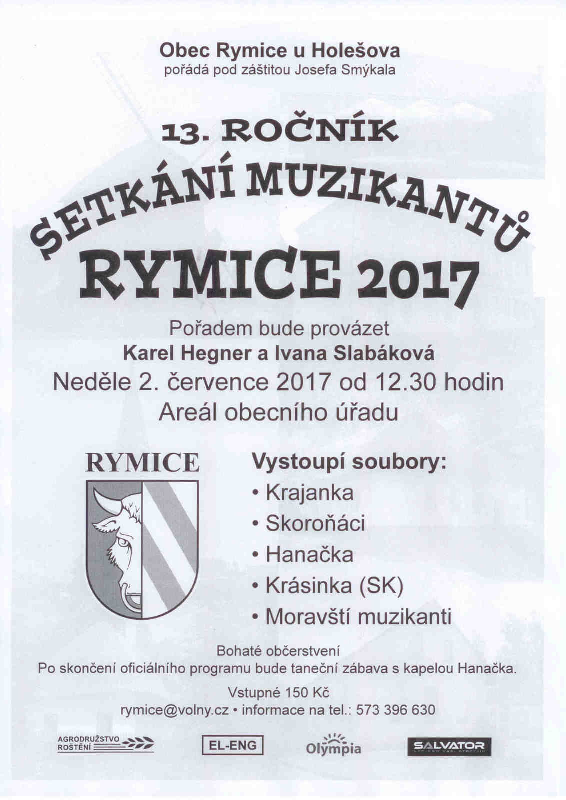 Pozvánka - SETKÁNÍ MUZIKANTŮ RYMICE 2017